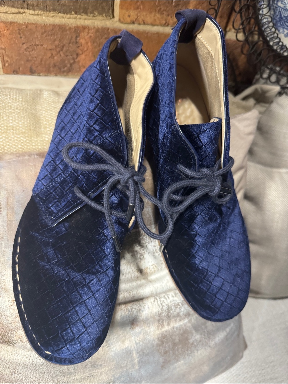 Hush Puppies Navy Quilted Lace-Up Ankle Boots